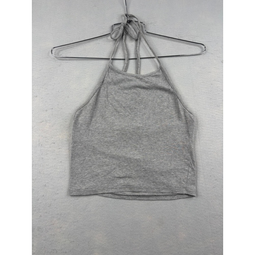 Brandy Melville Heather Gray Halter Crop Top One Size Tie Neck Tank